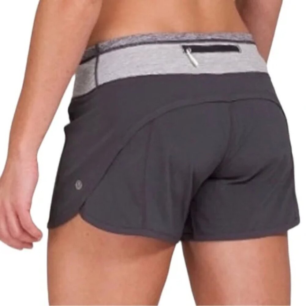 lululemon athletica Charcoal Athletic Shorts with Heather Gray Waistband
